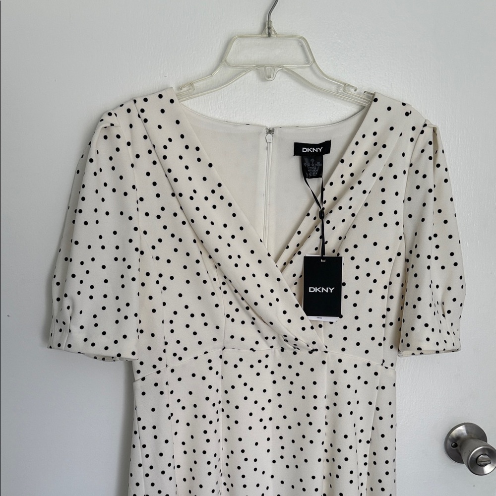 DKNY Cream Dress with Black Dots